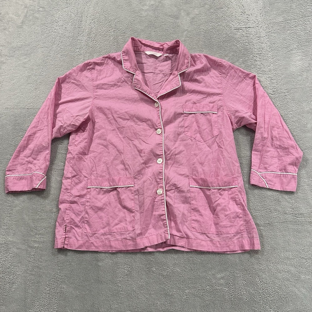VIctoria's Secret Pajama Button Shirt Women L Pink Lounge Long Sleeve Coquette